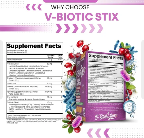 Vista 4 de Clean Nutraceuticals Probióticos vaginales para mujeres con extracto de arándano, D-manosa, prebióticos, equilibrio de pH para mujeres, salud