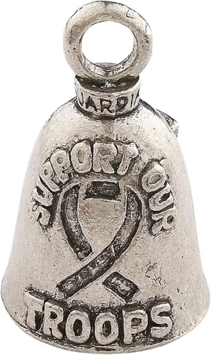 Vista 10 de Guardian Bell Campana patriótica de buena suerte con llavero y bolsa de regalo de terciopelo negro Campana de motocicleta Peltre sin plomo