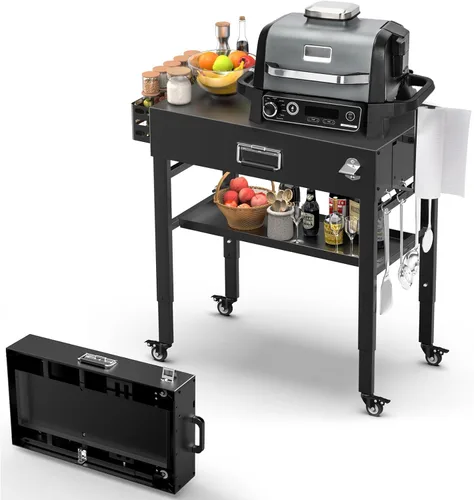 Vista 12 de Mesa de Parrilla Plegable para Interior Portátil Compatible con Parrilla de Madera al Aire Libre Ninja (Serie OG701 OG850 OG951), Espacio Grande