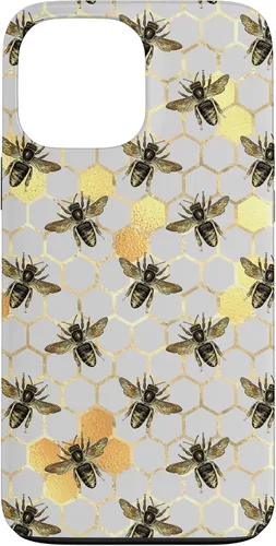 Vista 23 de iPhone 12 Pro Max Bumble Bee - Honeycomb Apicultor amarillo Abeja patrón caso