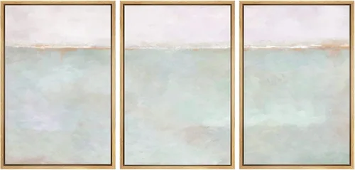 Vista 127 de SIGNWIN Lienzo enmarcado para pared, juego de arte abstracto de serenidad costera, ilustraciones abstractas junto al mar, arte moderno, decorativo