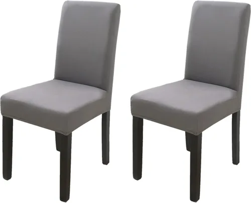 Vista 27 de Chickwin Paquete de 2 fundas elásticas para sillas de comedor, fundas elásticas negras para sillas de cocina, de elastano, sin brazos, ideales
