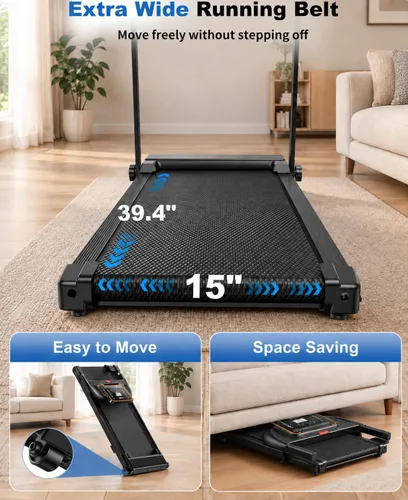 Vista 3 de Treadmills for Home Walking Pad - Foldable Treadmill Under Desk with Handle Bar 0.6-6.2 MPH Caminadora Eléctrica para casa Compact Running Machine D