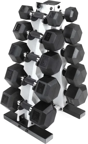 Vista 25 de CAP Barbell Juego de mancuernas hexagonales recubiertas de 150 libras con estante vertical Múltiples opciones