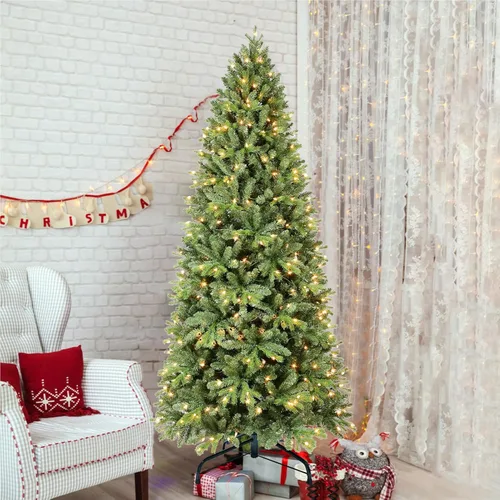 Vista 4 de 7.5ft PE PVC Artificial Christmas Tree and Metal Stand