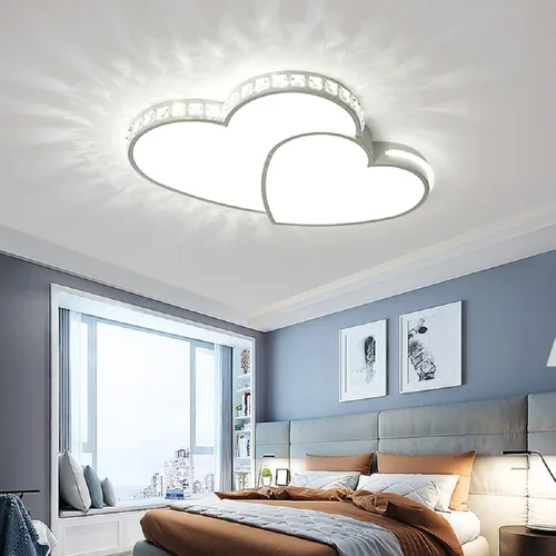 Vista 3 de Gdrasuya10 Lámpara de techo LED de cristal en forma de corazón, moderna lámpara de techo de montaje empotrado de cristal romántica para sala