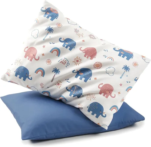 Vista 13 de TILLYOU Paquete de 2 fundas de almohada para niños pequeños con cierre de sobre, 13" x 18" de microfibra sedosa y suave, fundas de almohada de viaje