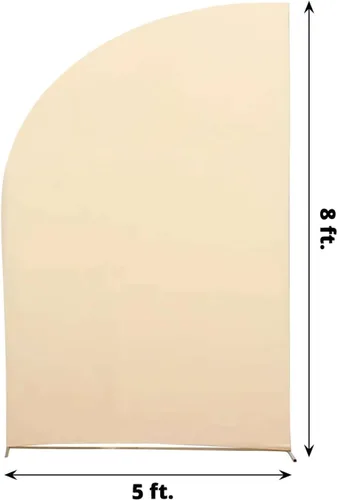 Vista 193 de Efavormart - Juego de 4 fundas de elastano beige para arco de media luna, fundas de telón de fondo Chiara de 2.5 pies a 7 pies para escenarios