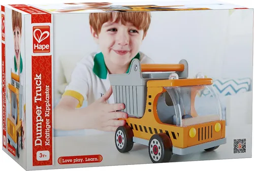 Vista 5 de Hape Vehículo de madera de los juguetes de la construcción del camión volquete multicolor, L: 10.2, W: 5.7, H: 6.6 pulgadas