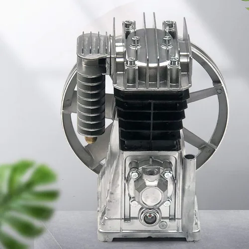Vista 3 de Bomba de compresor de aire 2HP, bomba de cabeza de compresor de aire de cilindro gemelo de pistón de 1.5KW, bomba lubricada de aceite de aluminio