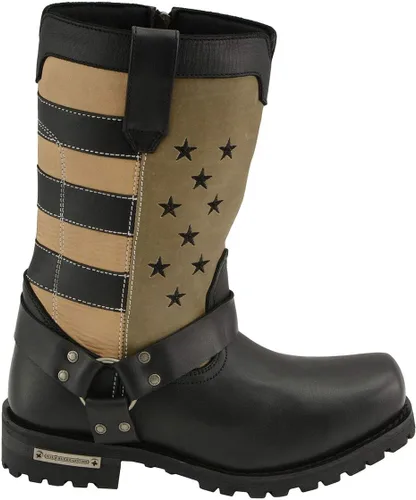 Vista 7 de Milwaukee Leather MBM9045 - Botas de arnés para motocicleta con estrellas y rayas, color negro, color marrón