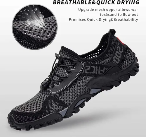 Vista 2 de SOBASO Zapatos de agua para mujeres y hombres, secado rápido, para natación, playa, zapatos acuáticos para deportes acuáticos, buceo, senderismo