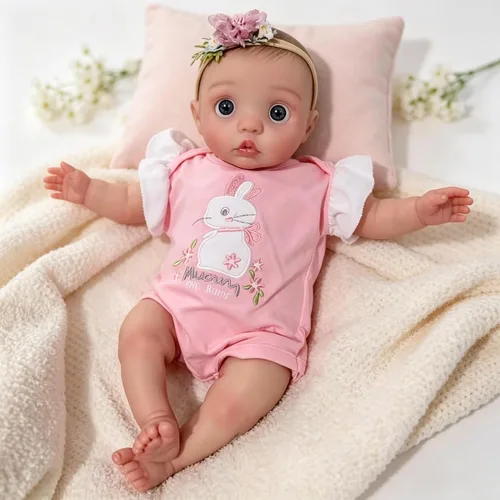 Vista 6 de iCradle Preciosa muñeca de bebé Reborn de 20 pulgadas, 19.7 in, de silicona suave, con ojos cerrados, muñeca recién nacida, regalo para mayores de 3