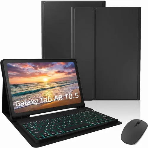 Vista 10 de Funda de teclado para Samsung Galaxy Tab S6 Lite de 10.4 pulgadas (SM-P620/P625/P613/P619/P615/P610), funda para tableta con retroiluminación de 7