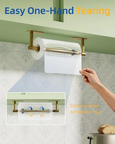 Vista 2 de Toallero de papel con efecto de amortiguación (oro cepillado)