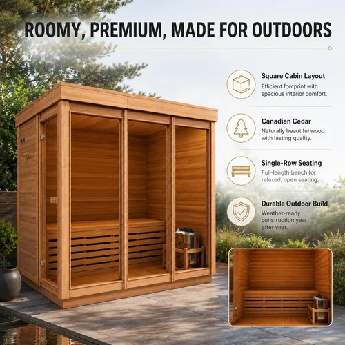 Vista 4 de Sauna al aire libre para 2-3 personas, kit tradicional de sauna de cubo
