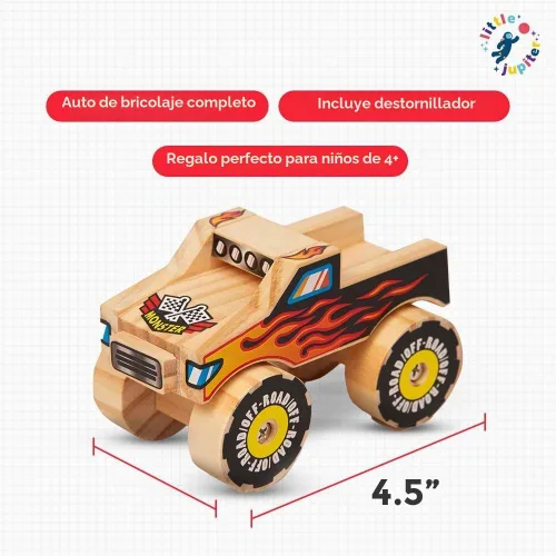 Vista 3 de Little Jupiter Kits de madera de bricolaje con calcomanías, kit de construcción para niños, juguetes troncos para edades de 4 a 7 años, manualidades