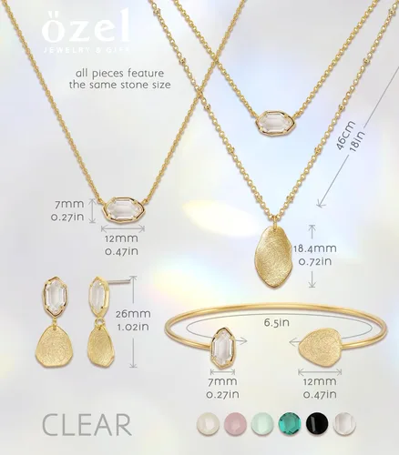 Vista 66 de OZEL - Pulseras para mujer, chapados en oro real de 18 quilates, pulseras de oro de cristal colorido para regalos