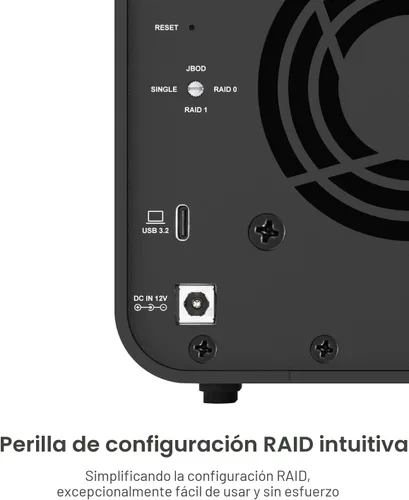 Vista 3 de TERRAMASTER D2-320 USB RAID Enclosure 2-Bay (Diskless)