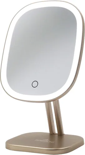 Vista 2 de Impressions Vanity Touch Highlight - Espejo de maquillaje con luz LED, espejo de tocador con doble sistema de alimentación (dorado champán)