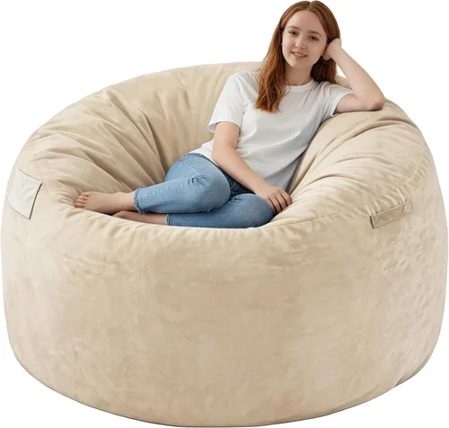 Vista 13 de Silla de Puf de 2 pies, Sillas de Puf Cómodas con Relleno de Espuma Viscoelástica, Sofá de Puf Esponjoso con Cubierta de Terciopelo Holandés, Sillas