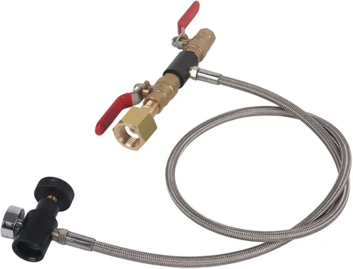 Vista 6 de CGA-320 Adaptador de recarga de cilindro de CO2 Conector de botella Accesorios para fabricante de refrescos de CO2 con manguera para llenado de soda