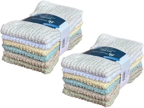 Vista 5 de Paquete de 10 paños de limpieza de cocina 100% algodón, súper absorbente, lavable a máquina, multiusos para el hogar, tamaño de la cocina: 12 x 12