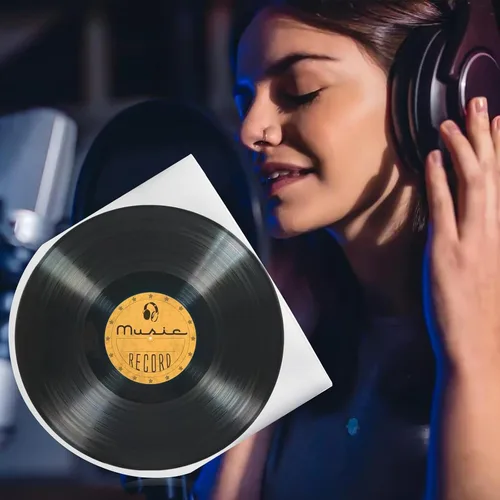 Vista 6 de Fasmov Paquete de 200 fundas interiores para discos de vinilo de 12 pulgadas, fundas protectoras de plástico LP de fondo redondo, cubiertas