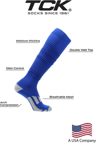 Vista 3 de TCK Calcetines de fútbol Scrunch - Calcetines deportivos extra largos para niños, hombres, mujeres, niñas y atletas