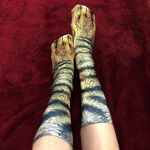 Vista 5 de Calcetines novedosos locos con diseño de pata de animal 3D, regalos divertidos de Navidad para adultos, hombres, mujeres, adolescentes y niños