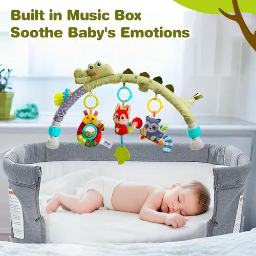 Vista 7 de Jollybaby Moisés cochecito móvil de juguete para bebé de 0 a 6 a 12 meses, juguete colgante de arco con clip para bebé, juguete Montessori sensorial