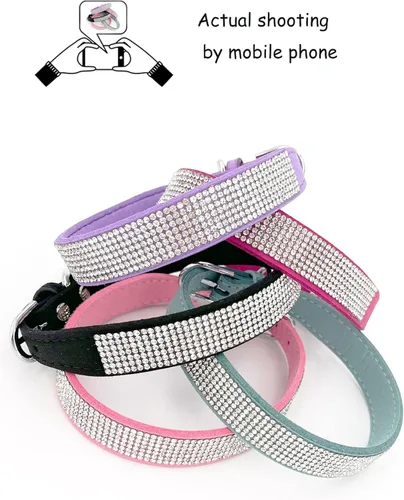 Vista 5 de Collar de perro Petank para perros pequeños, medianos y grandes, collar de perro pequeño para perras, collares de perro para niñas con brillo