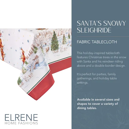 Vista 2 de Elrene Home Fashions Mantel Santas Snowy Sleighride, 52 x 70 pulgadas, oblongo