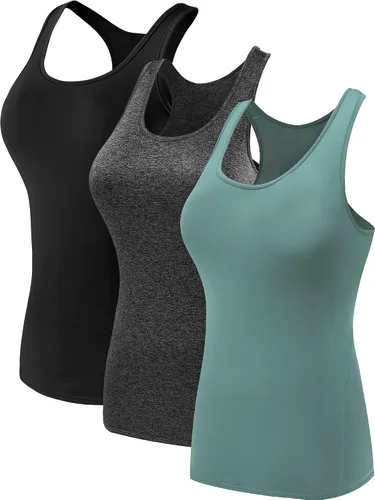 Vista 31 de Neleus - Camiseta sin mangas con base de compresión para mujer, 3