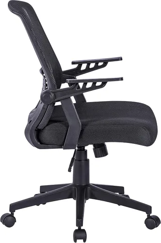 Vista 6 de Techni Mobili, Silla ergonómica negra de malla de oficina Mid-back office chair, lumbar support, breathable mesh back, height adjustable, flip-up
