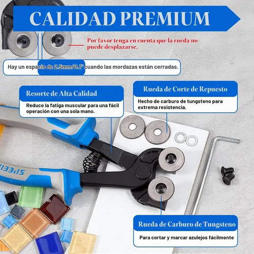 Vista 2 de SPEEDWOX Juego de 20 pinzas de vidrio con ruedas de mosaico resistentes con rueda de corte de repuesto, alicates para correr, rompeolas, alicates