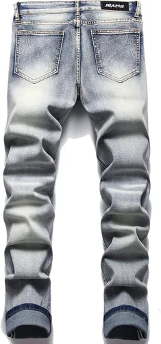 Vista 2 de Jeans ajustados de ajuste recto lavado de moda para hombre