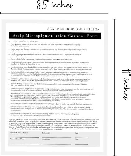 Vista 3 de Formularios de admisión de clientes de micropigmentación del cuero cabelludo: formularios de ingesta, consentimiento, consulta y cuidado posterior