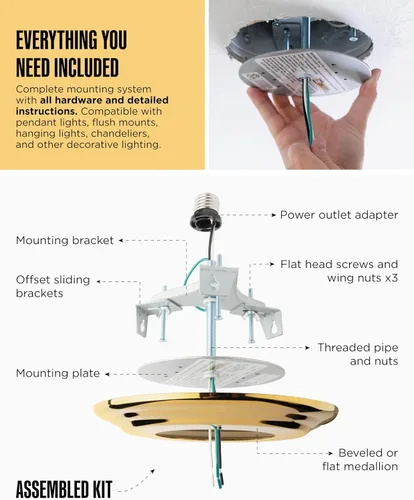 Vista 6 de The Can Converter R56 - Kit de conversión de luz empotrada para lata con medallón de techo plano y biselado de 7 pulgadas, mejoras para el hogar