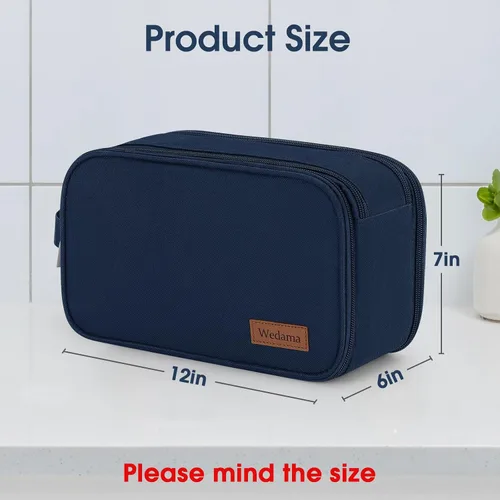 Vista 2 de Wedama Neceser grande para hombres, bolsa de viaje de mano, artículos de tocador impermeables, kit de poliéster grueso, artículos de tocador, viajes