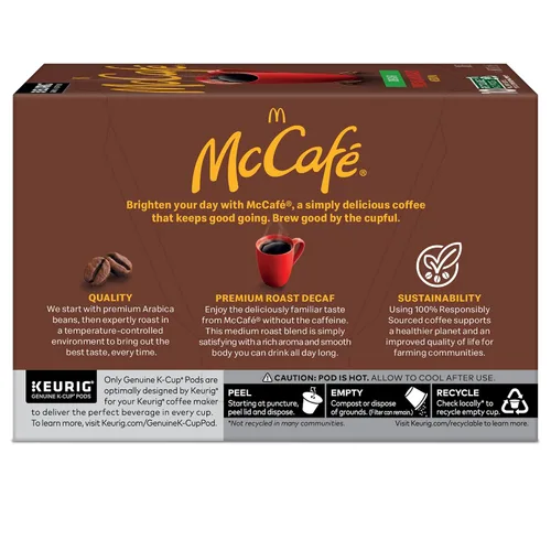 Vista 14 de McCafe Café descafeinado tostado premium, cápsulas Keurig K-Cup de una sola porción, descafeinado, 60 unidades, (6 paquetes de 10)