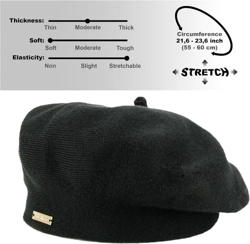 Vista 4 de Braxton - Gorro de boina de lana Boinas de punto angora de ganchillo con forro cálido Sombrero francés de París para mujer