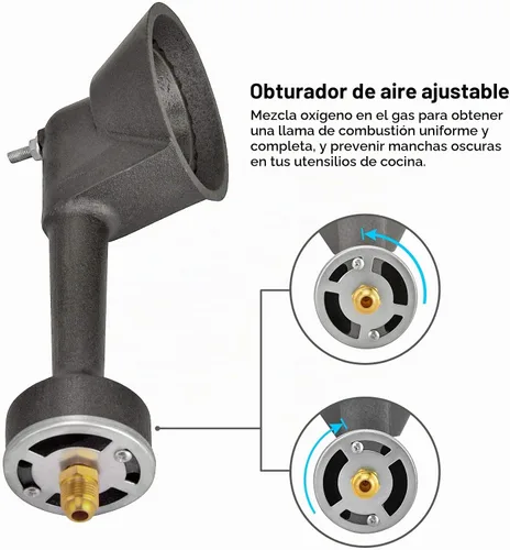 Vista 4 de onlyfire - Quemador de propano de hierro fundido de alta presión con orificio de conexión de latón para marcos redondos de cocina clásicos Bayou