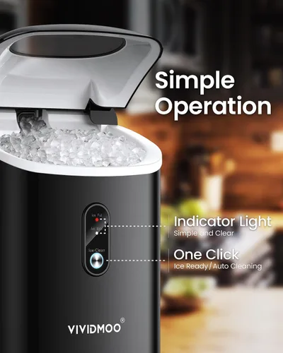 Vista 6 de VIVIDMOO Nugget - Máquina de hielo para encimera, 34 libras/día, máquina de hielo portátil de guijarros sónicos con autolimpieza, hielo rápido en 6
