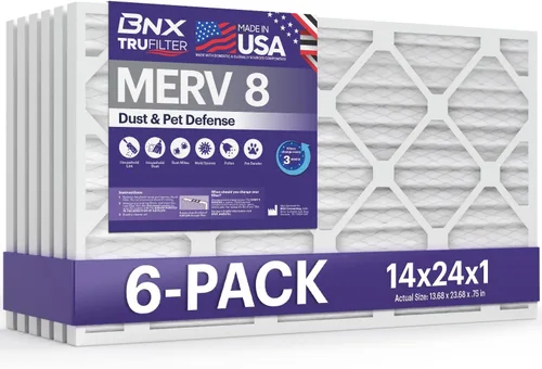 Vista 26 de BNX TruFilter - Filtro de aire MERV 8 de 10 x 10 x 1 pulgadas (paquete de 6) – Fabricado en Estados Unidos – Defensa contra polvo y mascotas
