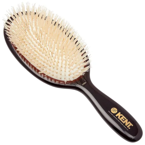 Vista 3 de Kent CSGM 7.75" Cepillo clásico de brillo medio ovalado y desenredante de cerdas de jabalí blancas suaves - Cepillo de brillo para el cabello
