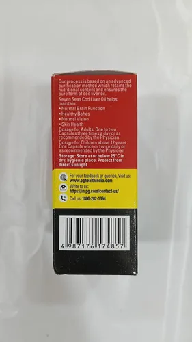 Vista 2 de Seacod Cápsulas de aceite de hígado de bacalao, ácidos grasos omega-3, vitamina A, vitamina D 100 cápsulas