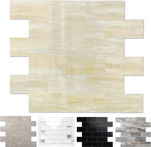 Vista 47 de 1 paquete de azulejo autoadhesivo para salpicadero de 12"x12" de PVC para pared, azulejo autoadhesivo para salpicadero de cocina, azulejo de baño