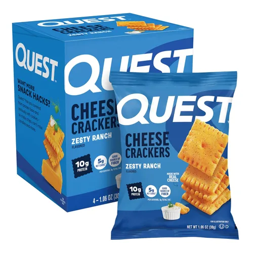 Vista 15 de Galletas de queso Quest Nutrition, explosión de cheddar, 10g de proteína, 5g de carbohidratos netos, 1g de azúcar, hechas con queso real, snack alto