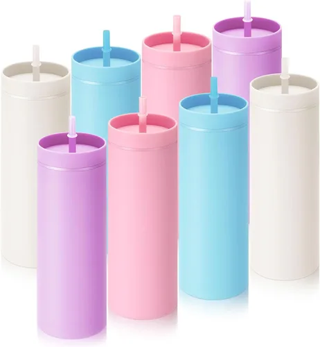 Vista 12 de Baderke - Paquete de 8 vasos delgados de 16 onzas a granel con tapa y Verde oscuro